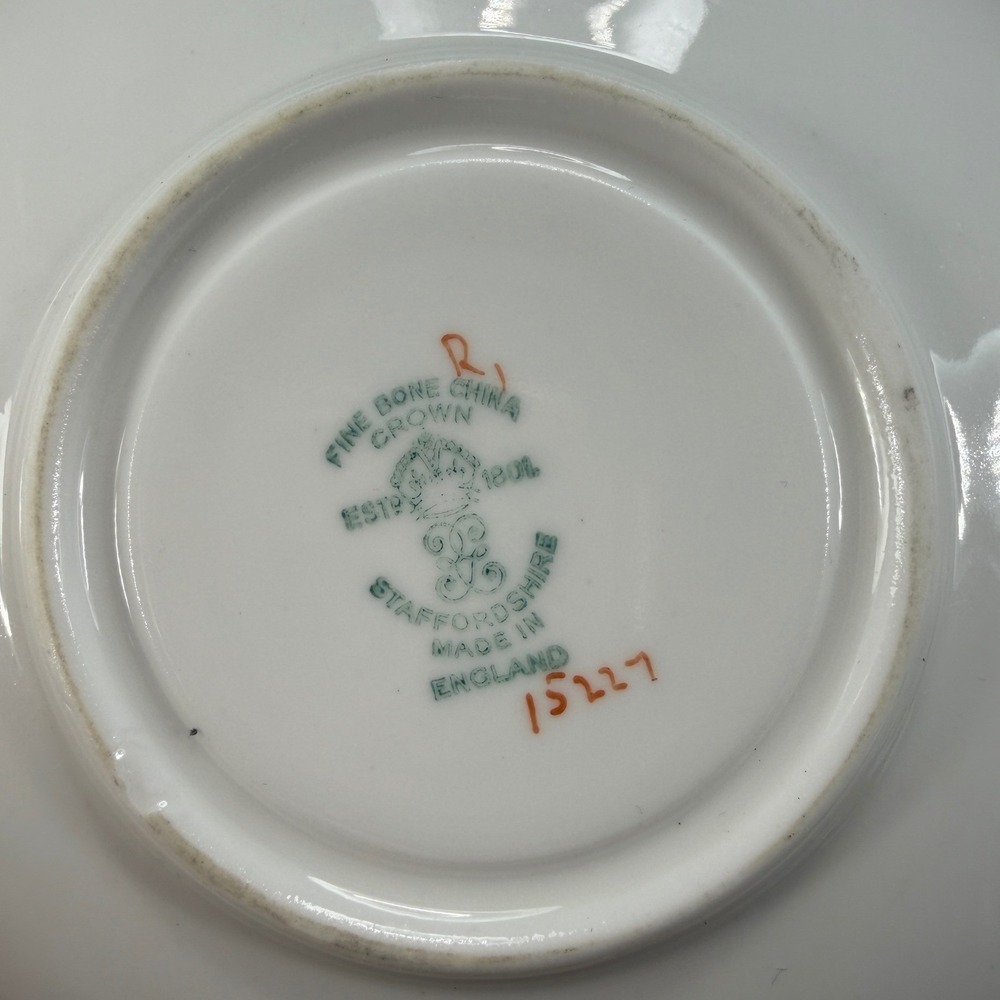 Crown Staffordshire Floral Tea Cup Saucer Set England 15227 Fine Bone China - Picture 7 of 13